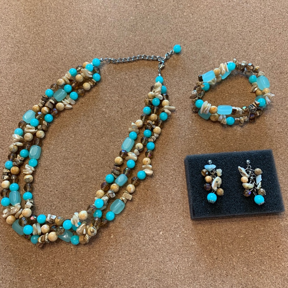 Leah Sophia 3 piece matching set beach summer blue